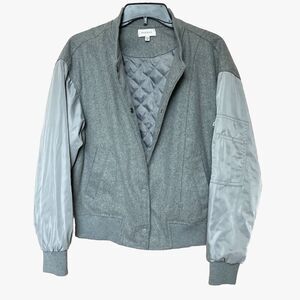 Pacsun Varsity Bomber Jacket Coat Women's Small Gray Oversized